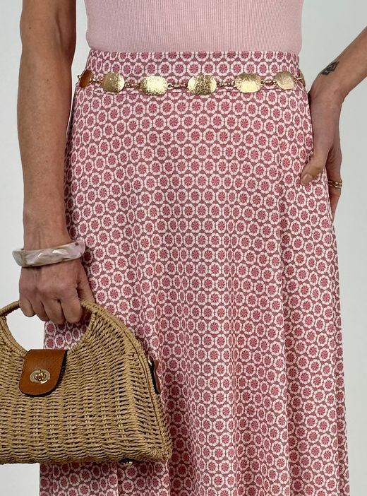 Falda larga Sagaró rosa-blanco