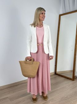 Falda larga Sagaró rosa-blanco