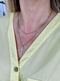 Gargantilla cruz brillantes silver