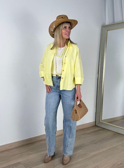 Jeans baggy brillantes azul denim