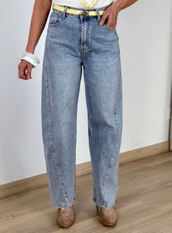 Jeans baggy brillantes azul denim