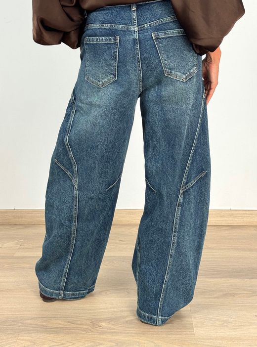 Jeans Barrel Asimétricos azul denim