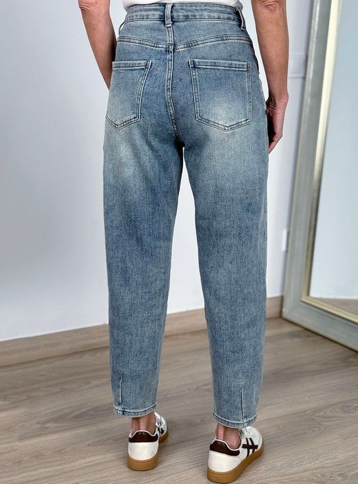 Jeans barrel azul delavado