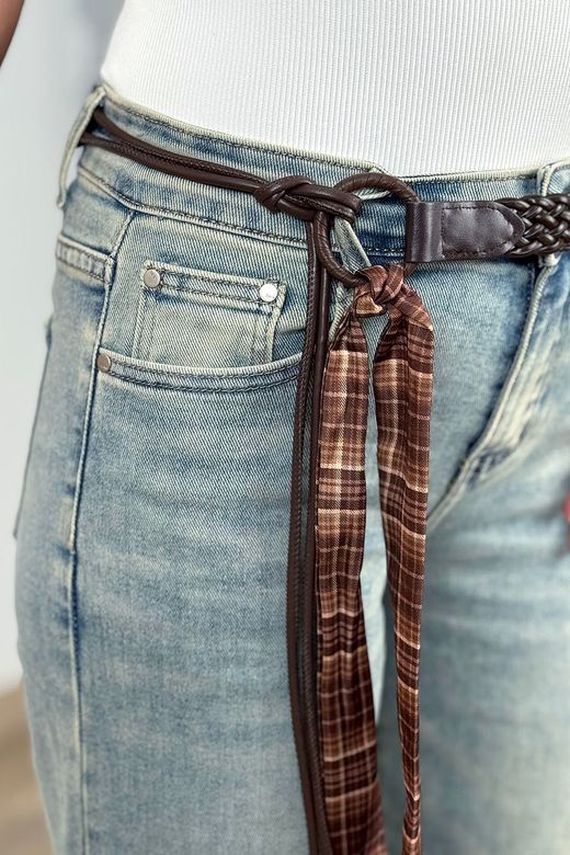 Jeans cinturón wide leg azul delavado