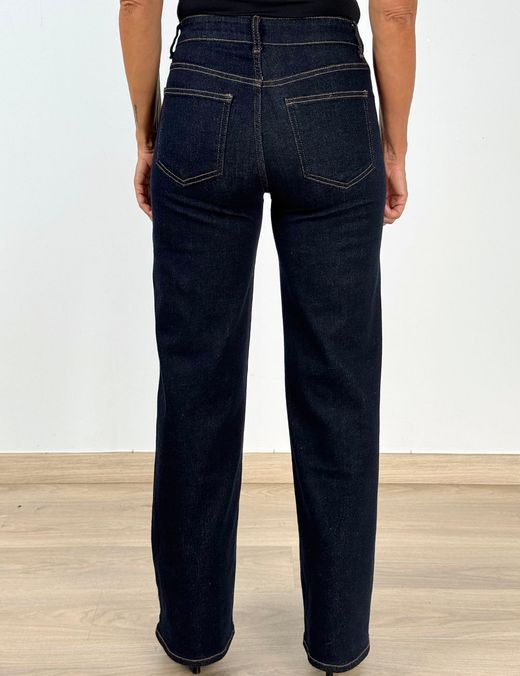 Jeans Rectos de Estilo Militar azul
