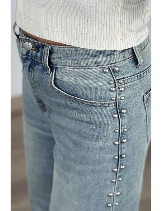 Jeans tachitas dobles azul washed