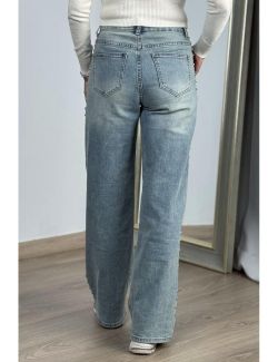 Jeans tachitas dobles azul washed