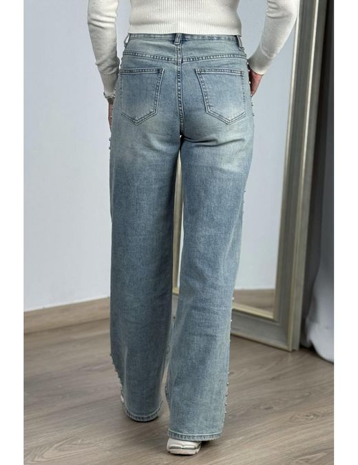 Jeans tachitas dobles azul washed