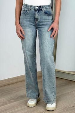 Jeans wide leg azul delavado