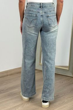 Jeans wide leg azul delavado