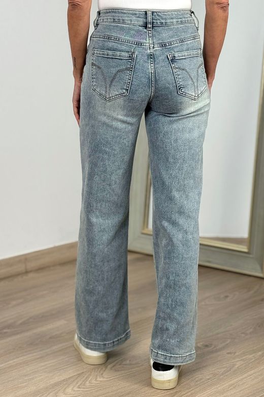 Jeans wide leg azul delavado