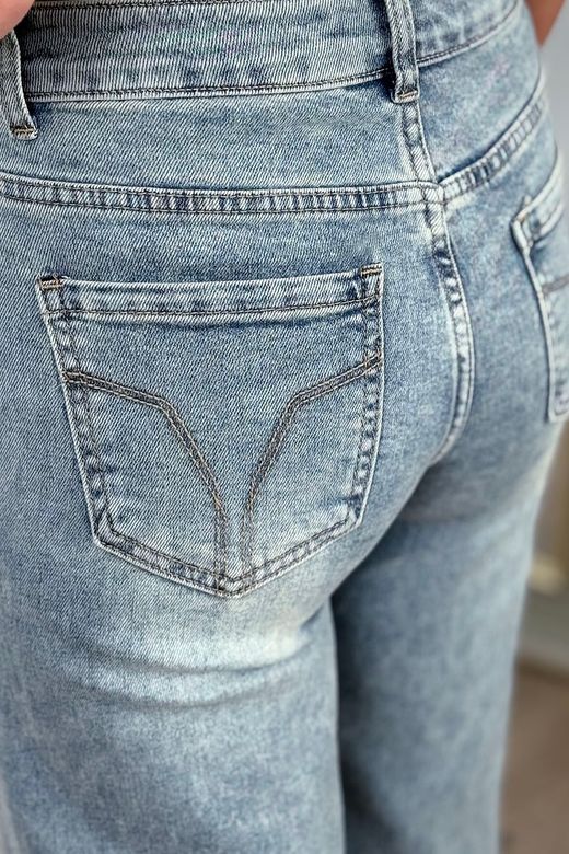 Jeans wide leg azul delavado