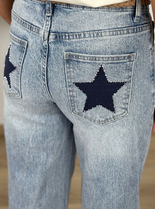 Jeans wide leg Blue Star azul delavado