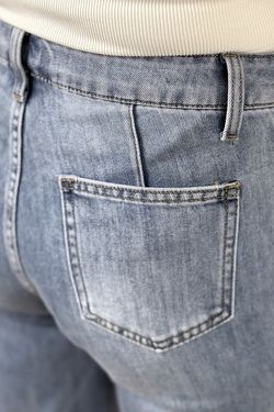 Jeans wide leg patch pocket azul delavado