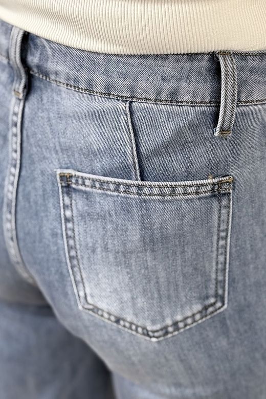 Jeans wide leg patch pocket azul delavado