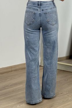 Jeans wide leg stars azul delavado