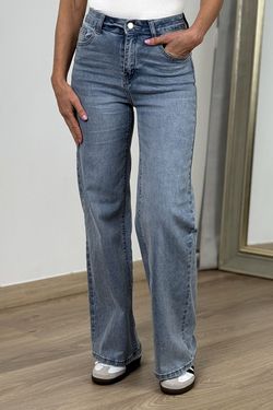 Jeans wide leg stars azul delavado