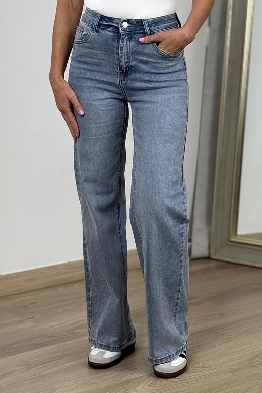 Jeans wide leg stars azul delavado