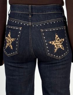 Jeans Wide Leg Tachuelas Star azul