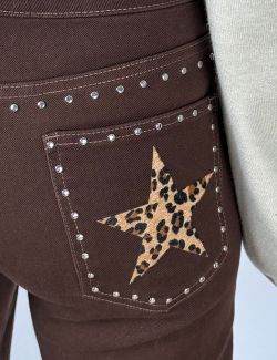 Jeans Wide Leg Tachuelas Star marrón