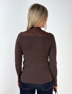 Jersey canalé calado marrón