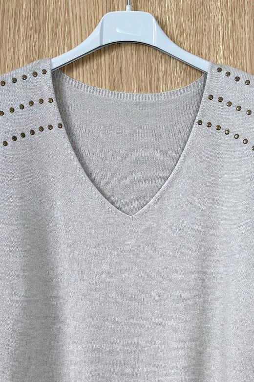 Jersey con tachuelas Berta beige