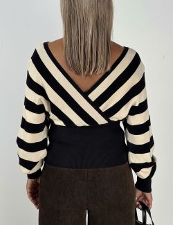 Jersey Cruzado Rayas Diagonales Negro-Crudo