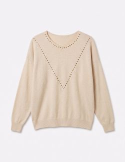 Jersey de Punto con Tachas Beige