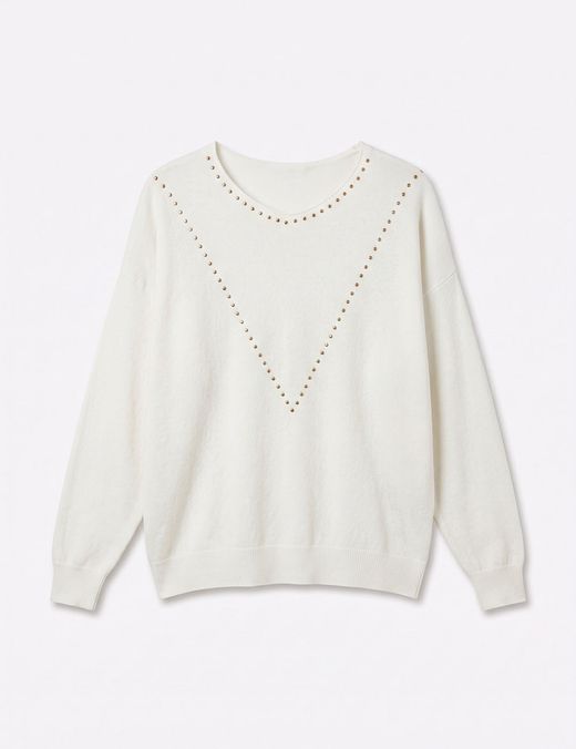 Jersey de Punto con Tachas Blanco