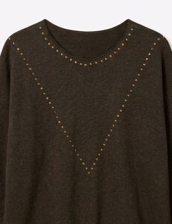 Jersey de Punto con Tachas Marrón Chocolate