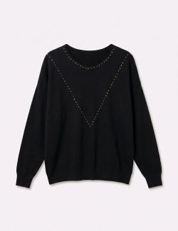 Jersey de Punto con Tachas Negro