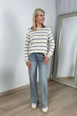 Jersey de rayas Aitana crudo-celeste