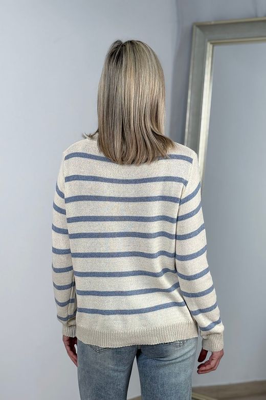 Jersey de rayas Aitana crudo-celeste