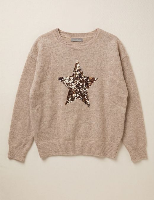 Jersey Estrella Lentejuelas Beige