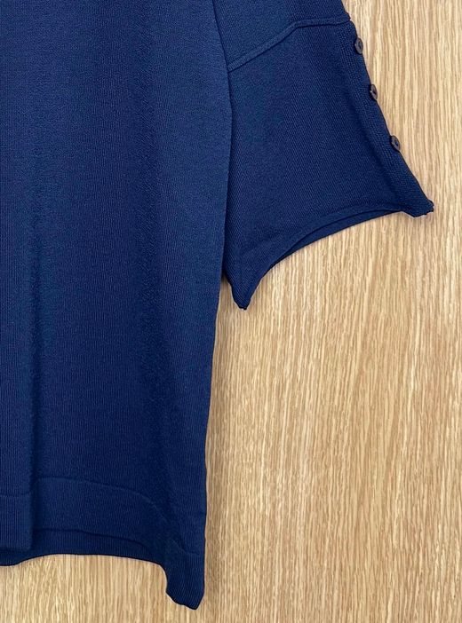 Jersey fino tres botones azul marino