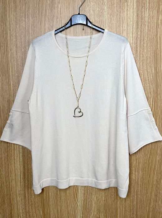 Jersey fino tres botones beige