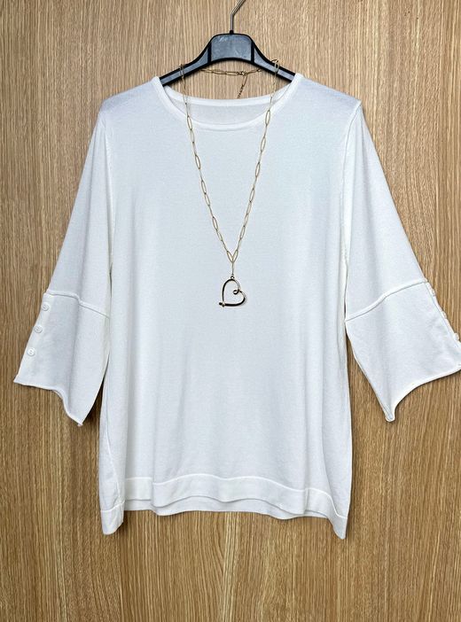 Jersey fino tres botones blanco