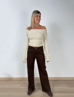 Jersey Off-Shoulder Beige