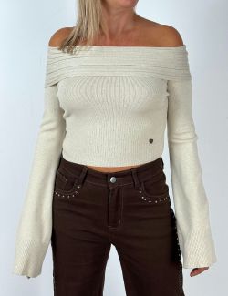 Jersey Off-Shoulder Beige