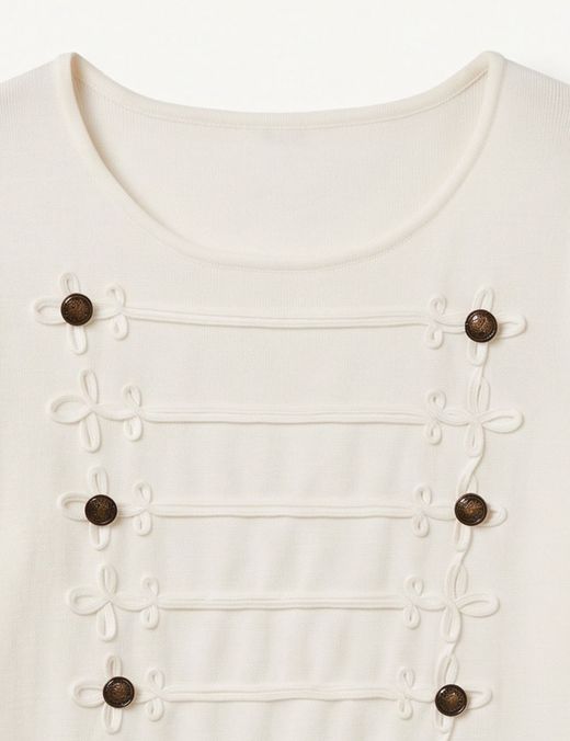 Jersey Punto Militar con Alamares Blanco