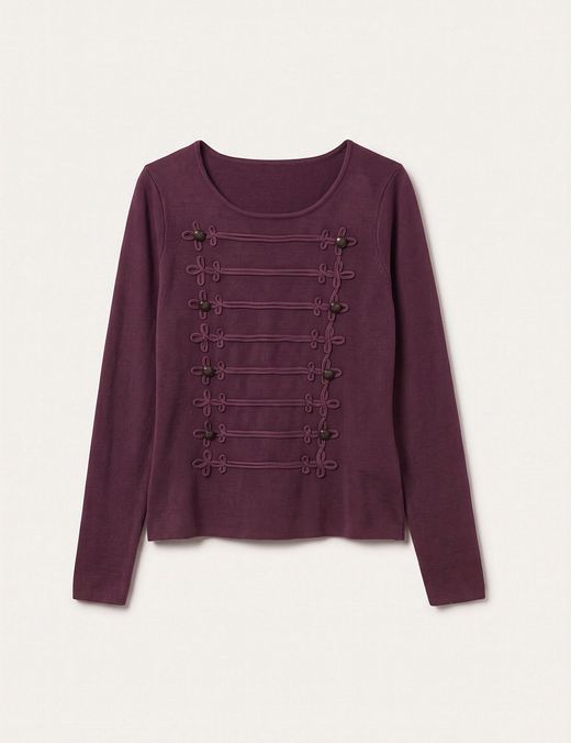 Jersey Punto Militar con Alamares Burdeos
