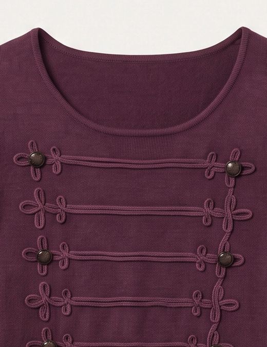 Jersey Punto Militar con Alamares Burdeos
