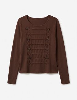 Jersey Punto Militar con Alamares Marrón