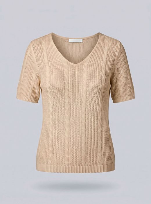 Jersey punto trenzado beige