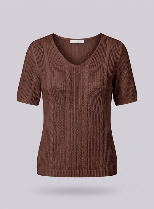 Jersey punto trenzado marrón