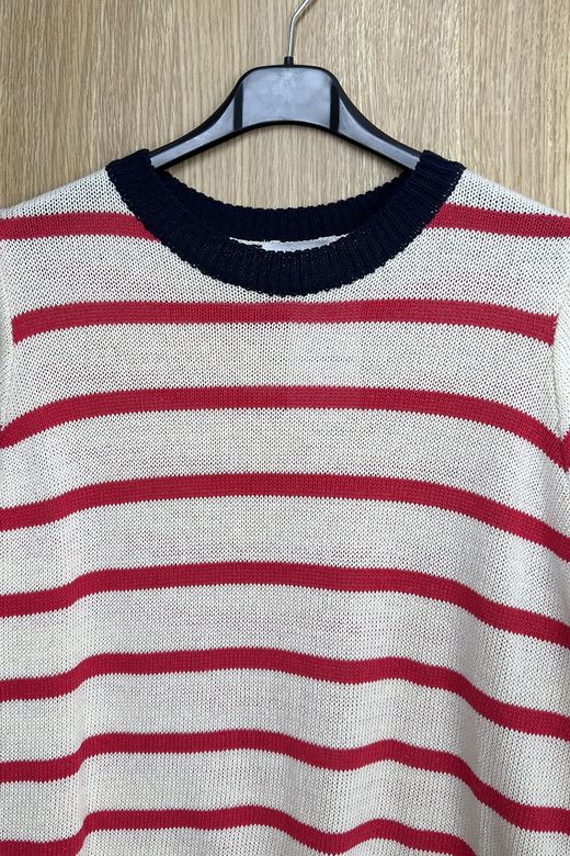Jersey rayas Amanda beige-marino-rojo