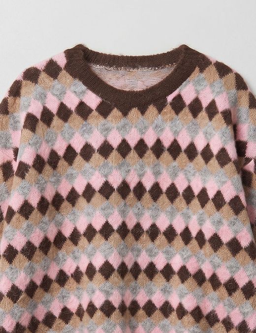 Jersey Rombos rosa-marrón