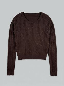 Jersey Trenzado con Brillos Marrón