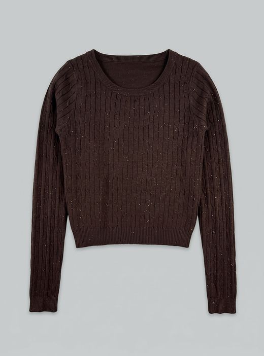 Jersey Trenzado con Brillos Marrón