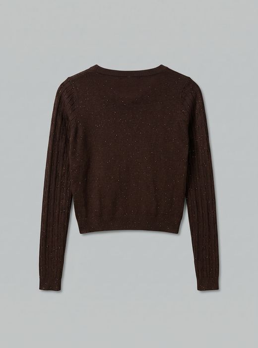 Jersey Trenzado con Brillos Marrón